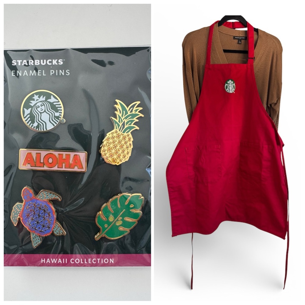 Starbucks Hawaii Collection Enamel Pins Set Starbucks Holiday Apron Authentic